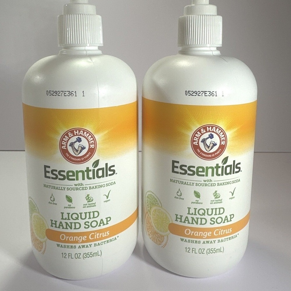 2 Pack Arm & Hammer Essentials Liquid Hand Soap Orange Citrus 12 fl oz Pump